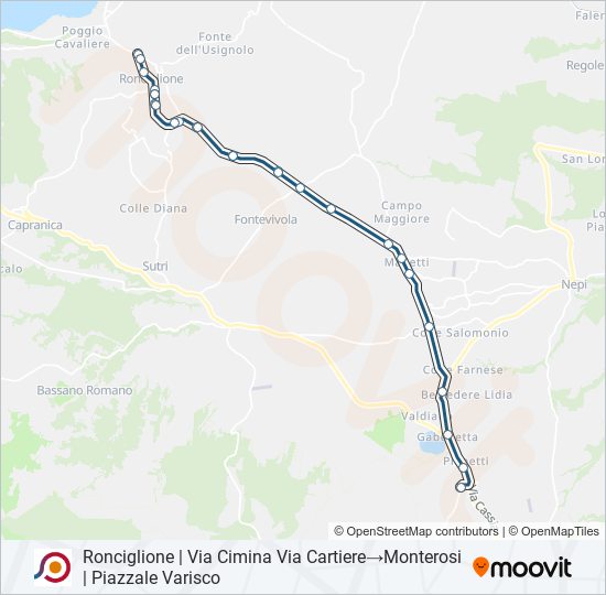 Percorso linea bus COTRAL