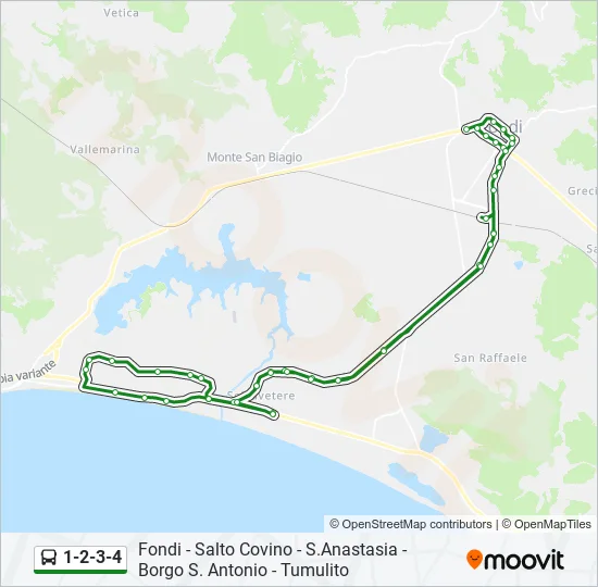 1-2-3-4 Bus Line Map
