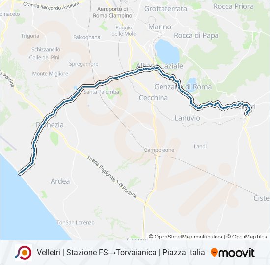 Percorso linea bus COTRAL