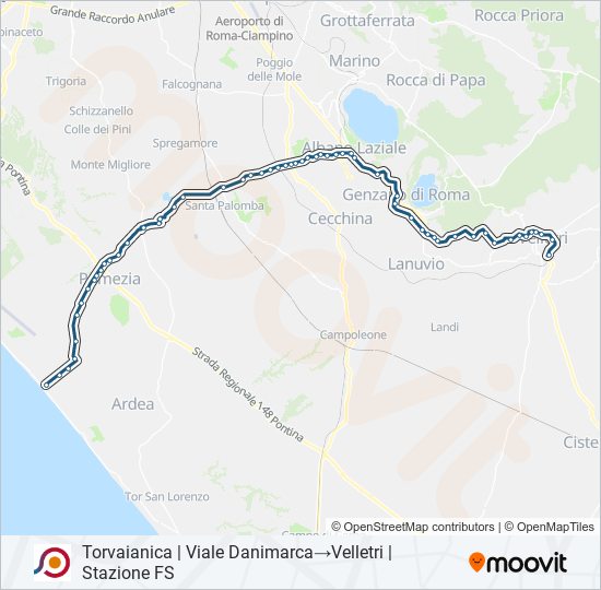 Percorso linea bus COTRAL