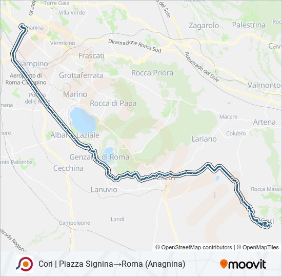 Percorso linea bus COTRAL