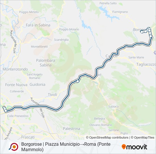 Percorso linea bus COTRAL