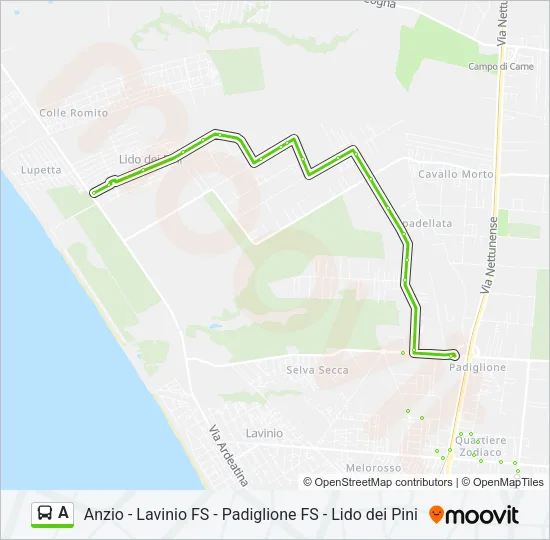 Percorso linea bus A