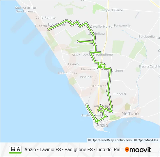 Percorso linea bus A