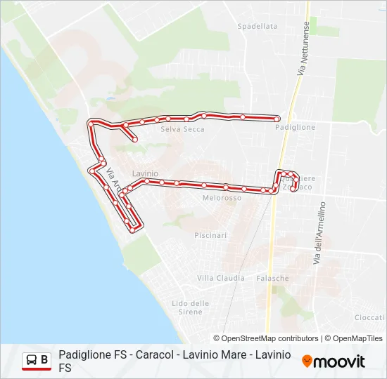 B Bus Line Map