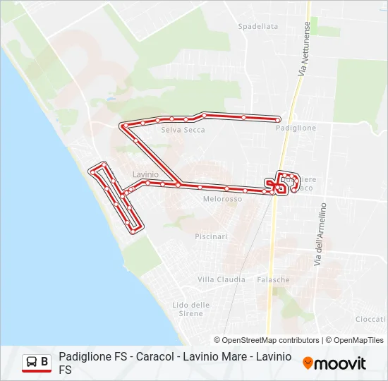 B Bus Line Map