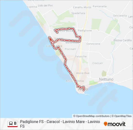 Percorso linea bus B