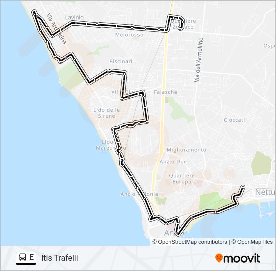 Percorso linea bus E