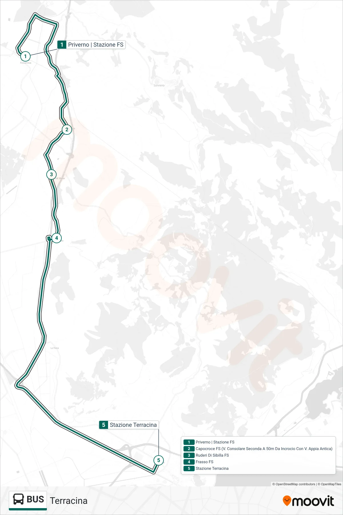 Linea BUS bus (Terracina) - Percorsi e fermate sulla mappa