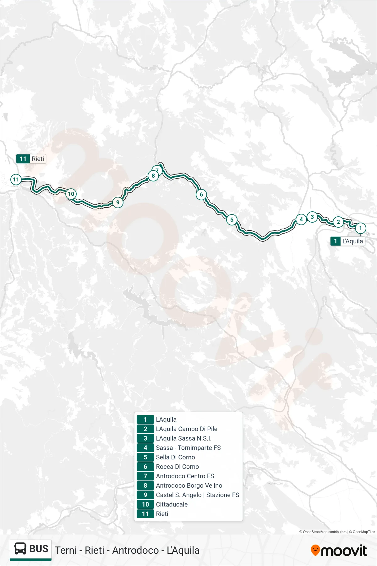 Linea BUS bus (Rieti) - Percorsi e fermate sulla mappa