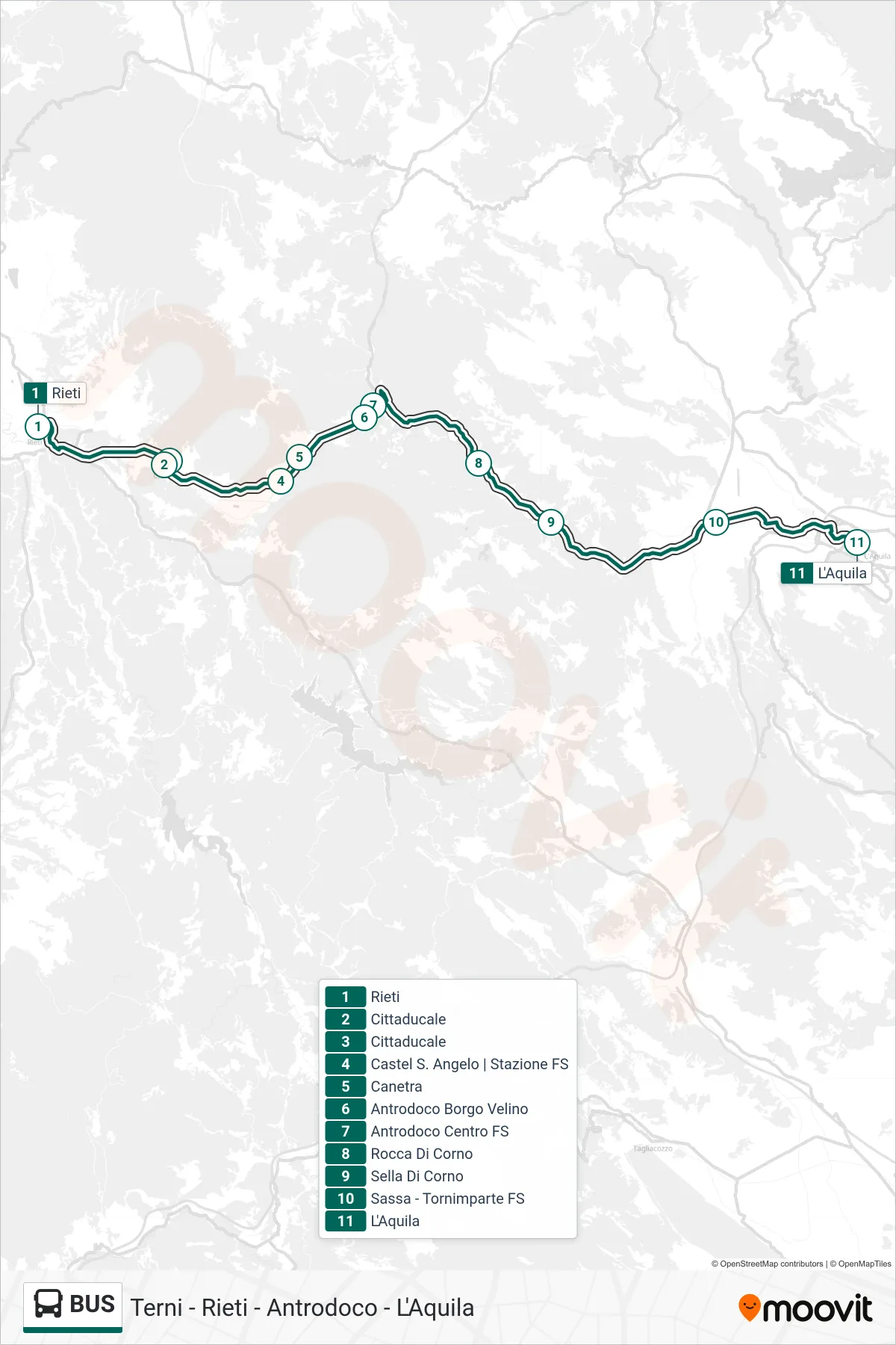 Linea BUS bus (L'Aquila) - Percorsi e fermate sulla mappa