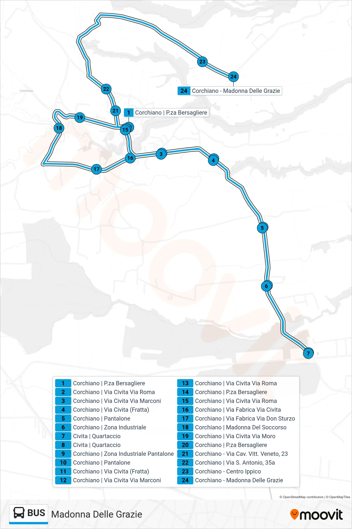 Linea BUS bus (Madonna Delle Grazie) - Percorsi e fermate sulla mappa