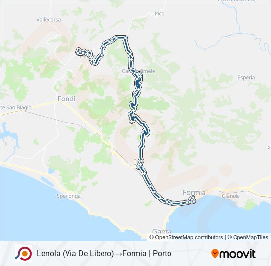 Percorso linea bus COTRAL