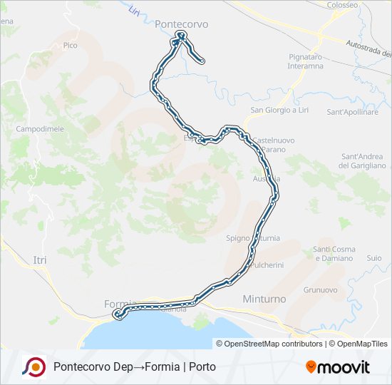 Percorso linea bus COTRAL