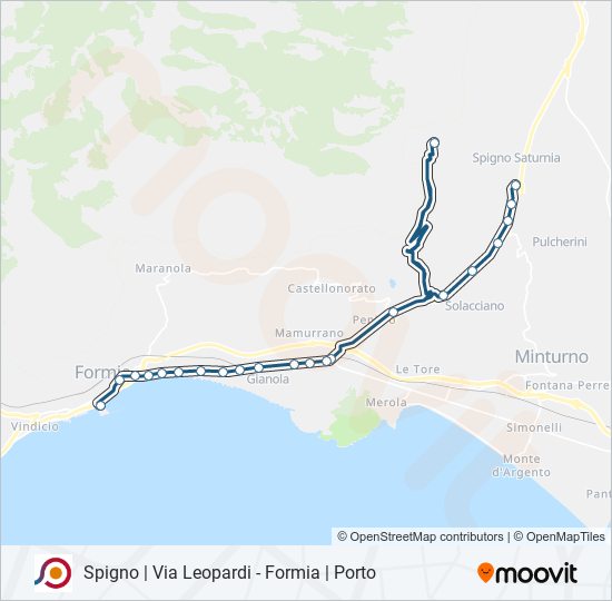 Percorso linea bus COTRAL