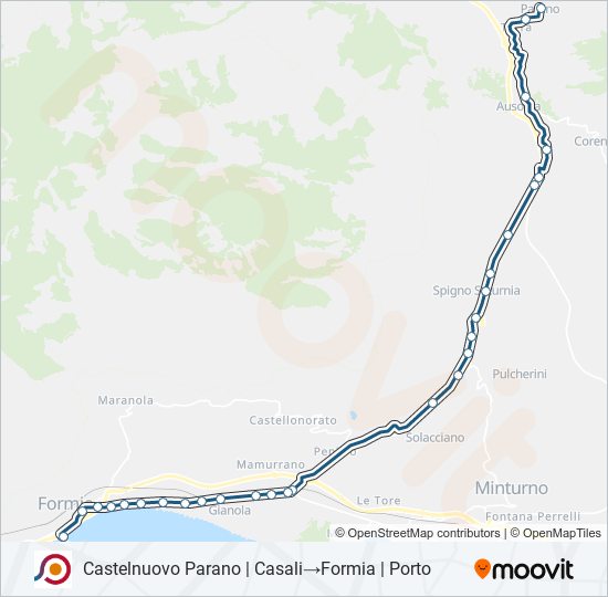 Percorso linea bus COTRAL