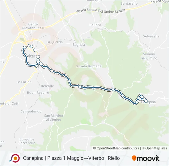 Percorso linea bus COTRAL