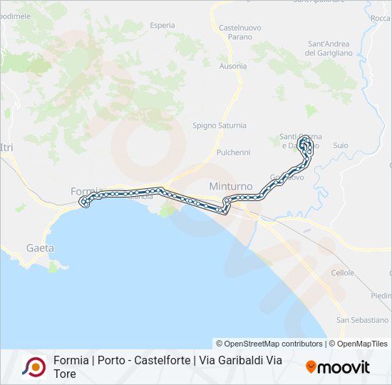 Percorso linea bus COTRAL