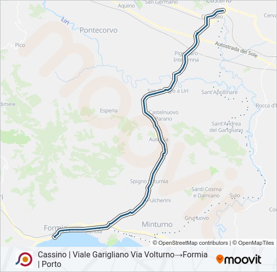 Percorso linea bus COTRAL