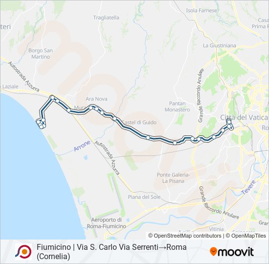 Percorso linea bus COTRAL