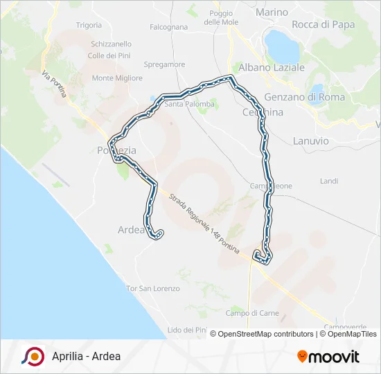 Percorso linea bus COTRAL