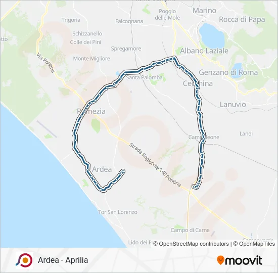Percorso linea bus COTRAL