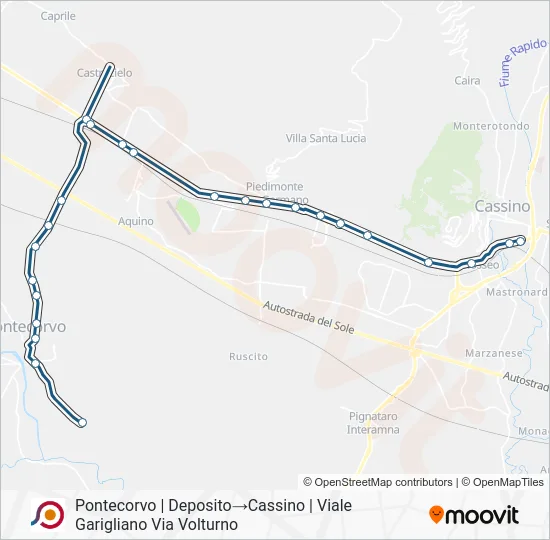 Percorso linea bus COTRAL