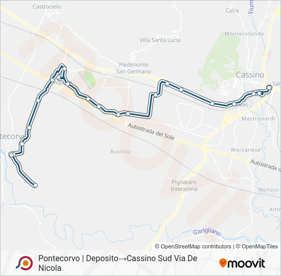 Percorso linea bus COTRAL