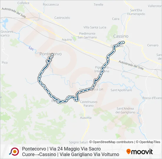 Percorso linea bus COTRAL