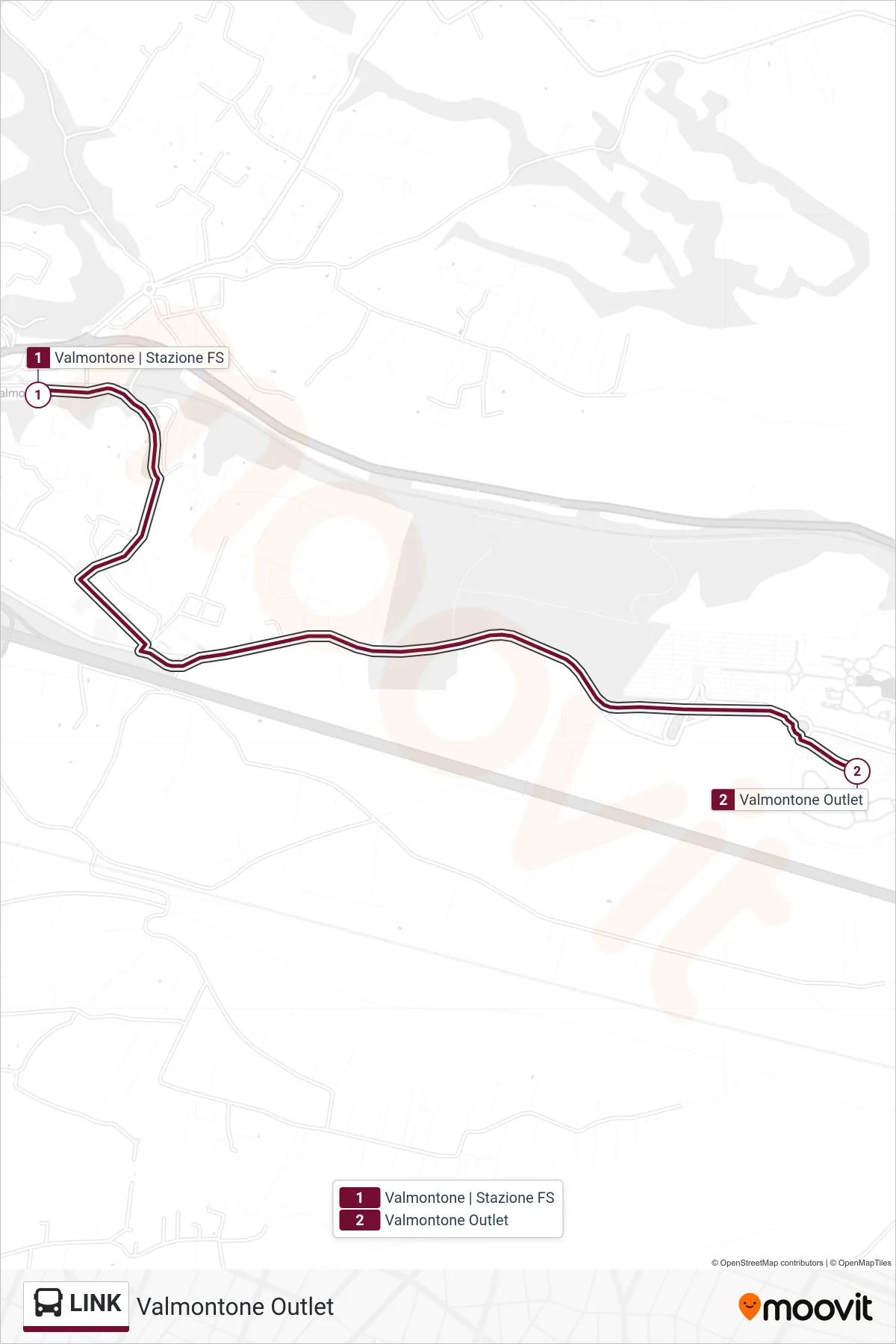Linea LINK bus (Valmontone Outlet) - Percorsi e fermate sulla mappa