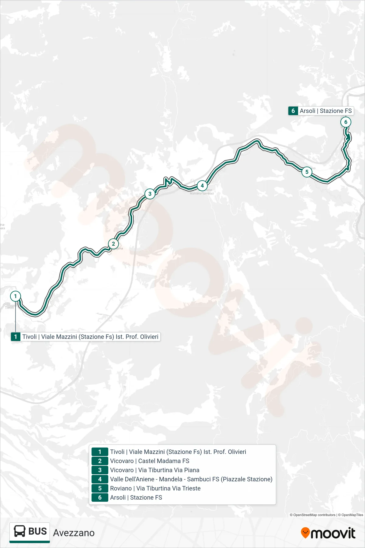 Linea BUS  bus (Avezzano) - Percorsi e fermate sulla mappa