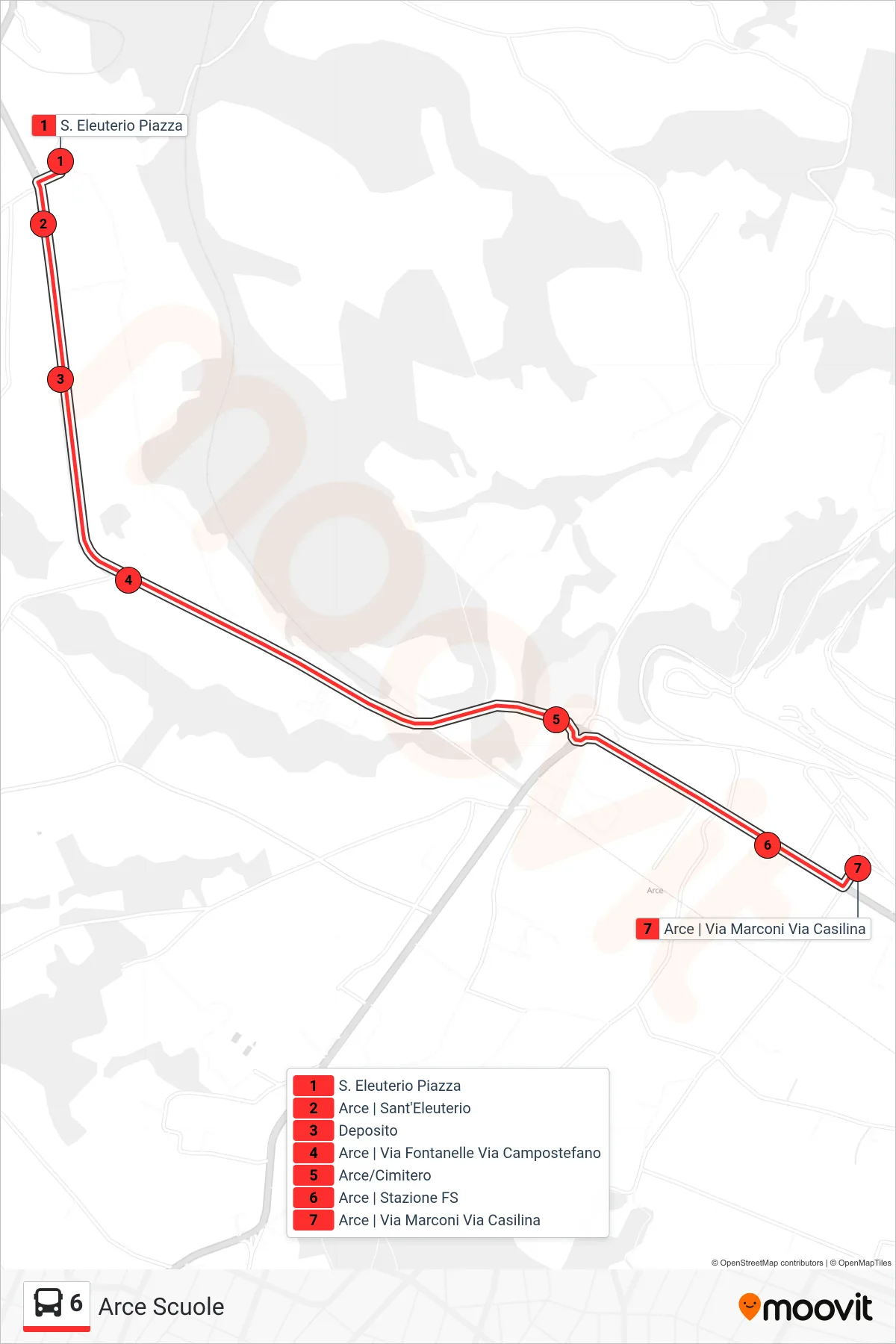 Linea 6 bus (Arce Scuole) - Percorsi e fermate sulla mappa