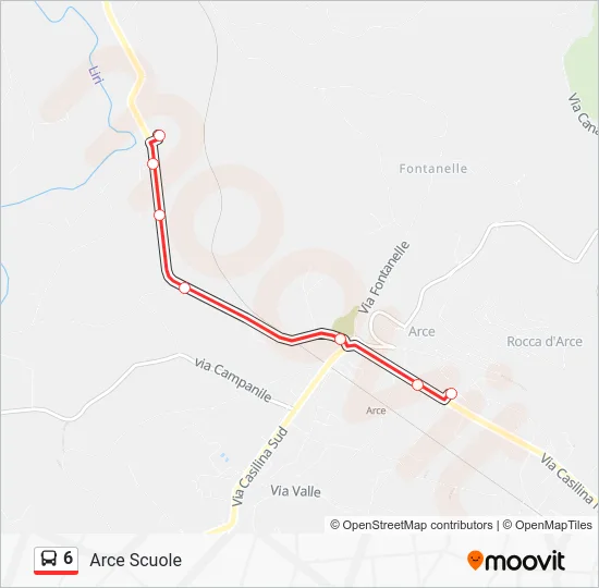 Percorso linea bus 6
