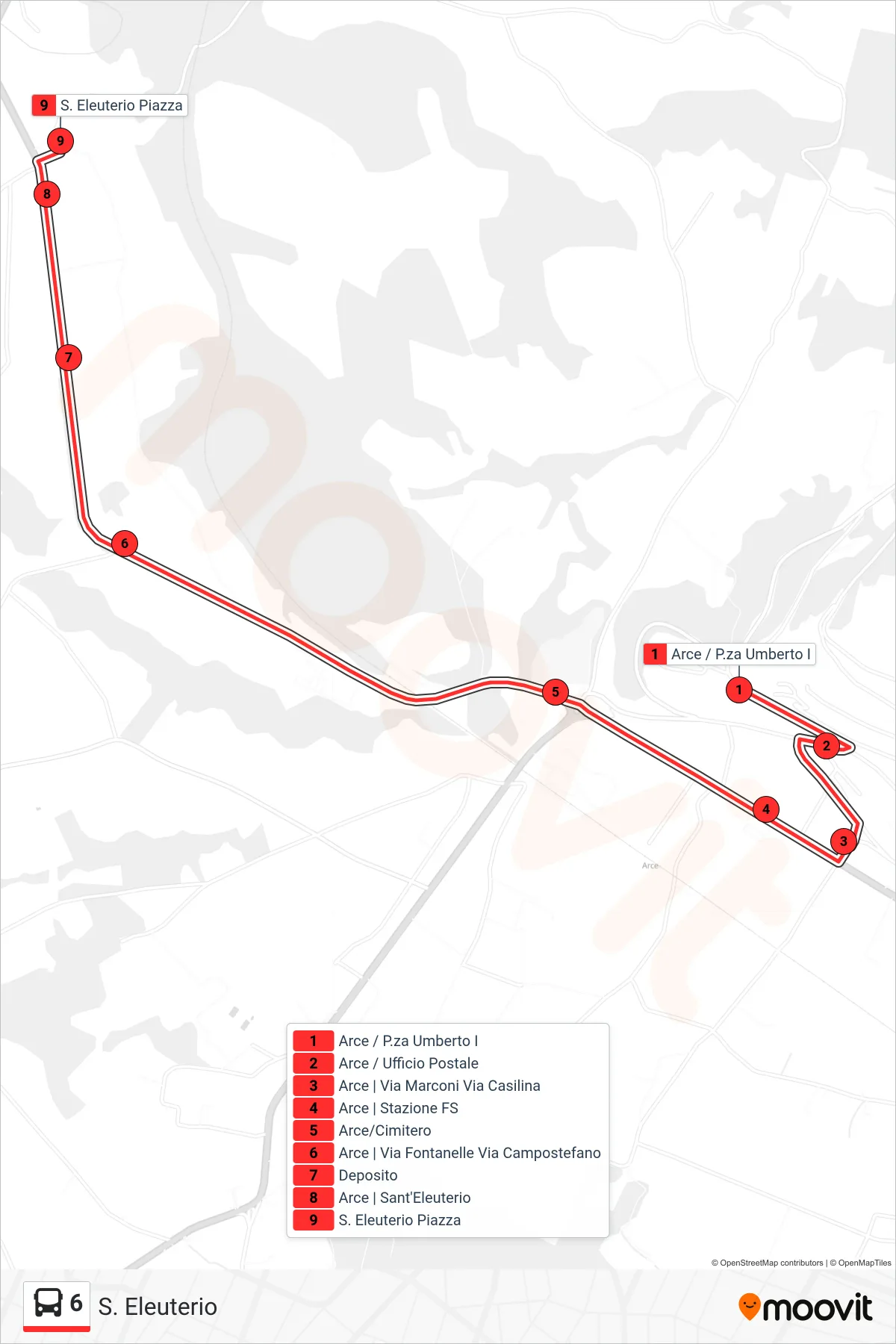 Linea 6  bus (S. Eleuterio) - Percorsi e fermate sulla mappa