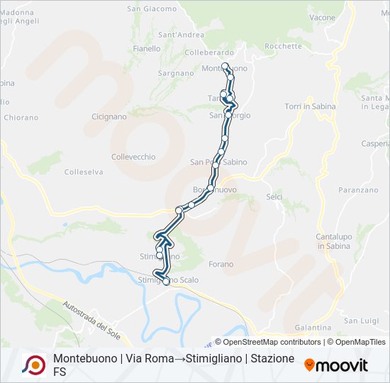 Percorso linea bus COTRAL