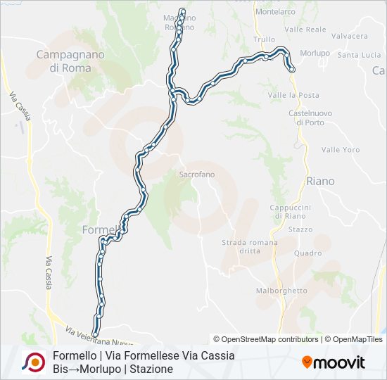 Percorso linea bus COTRAL