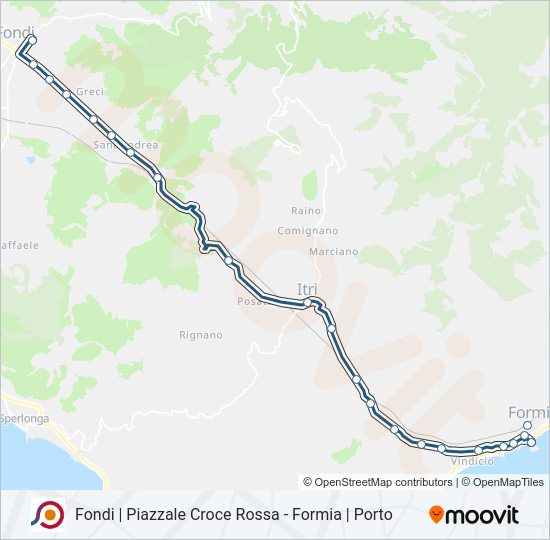 Percorso linea bus COTRAL