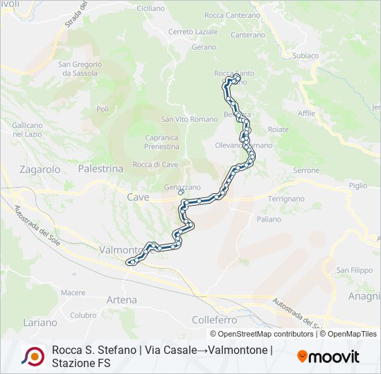 Percorso linea bus COTRAL