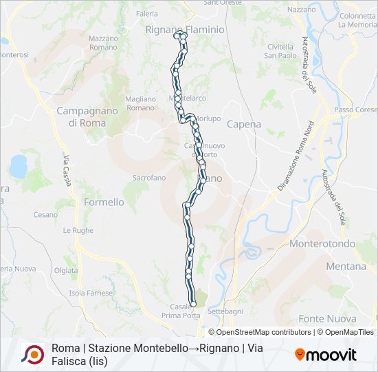 Percorso linea bus COTRAL