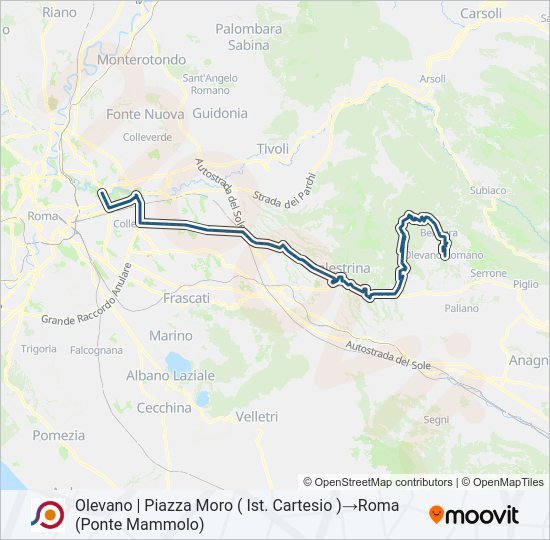 Percorso linea bus COTRAL