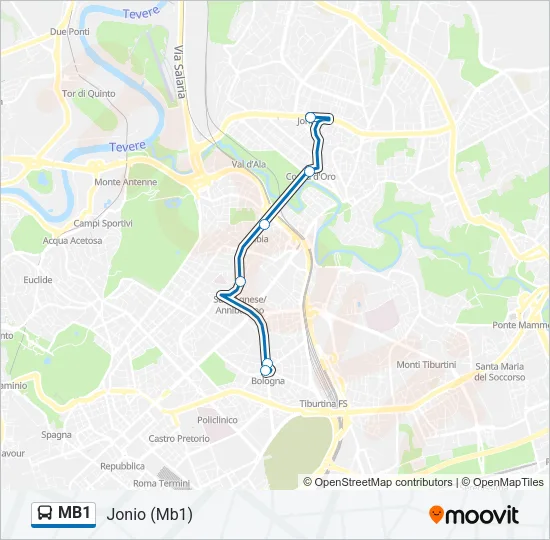 Percorso linea bus MB1