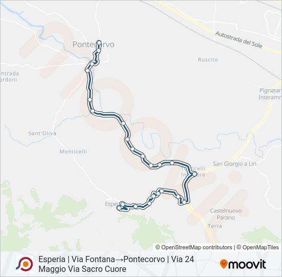 Percorso linea bus COTRAL