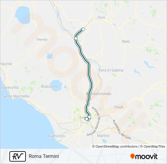 Percorso linea treno RV