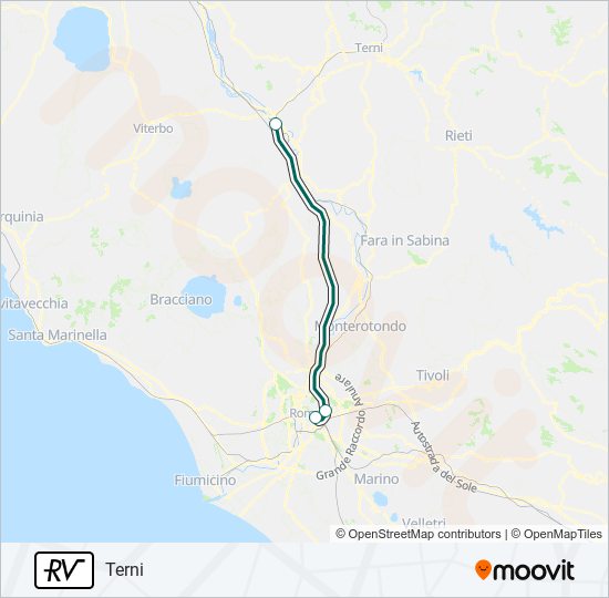 Percorso linea treno RV