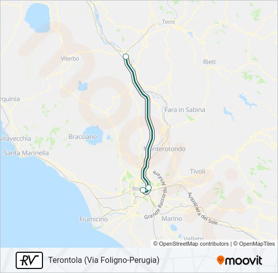 Percorso linea treno RV