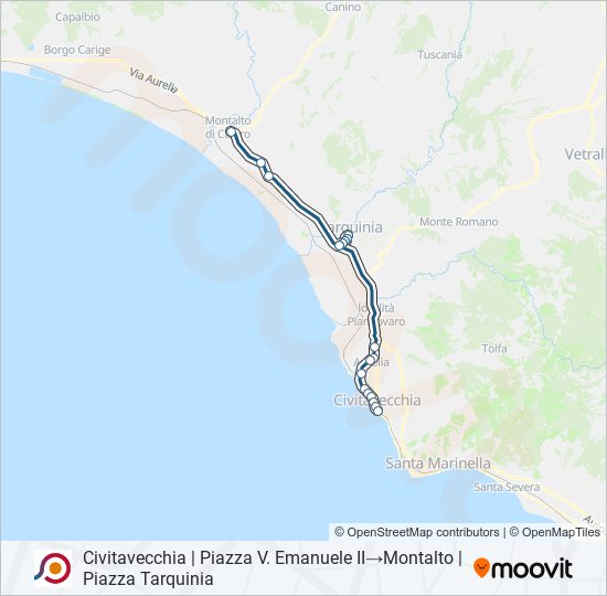 Percorso linea bus COTRAL