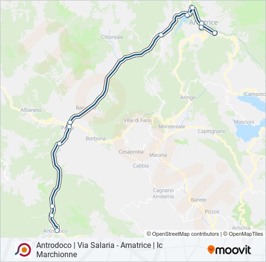 Percorso linea bus COTRAL