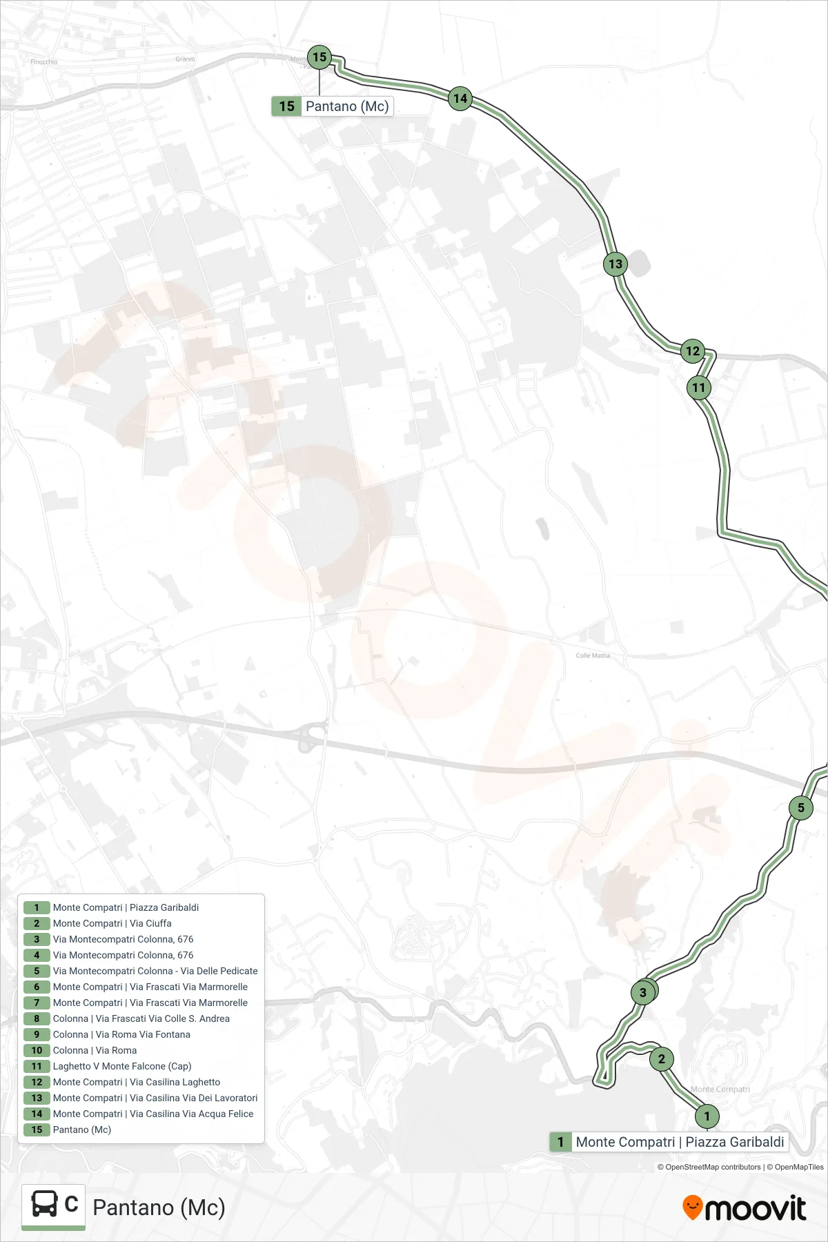Linea C bus (Pantano (Mc)) - Percorsi e fermate sulla mappa