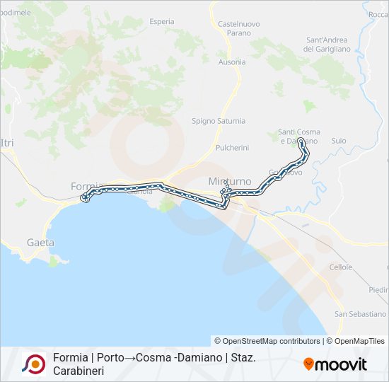 Percorso linea bus COTRAL