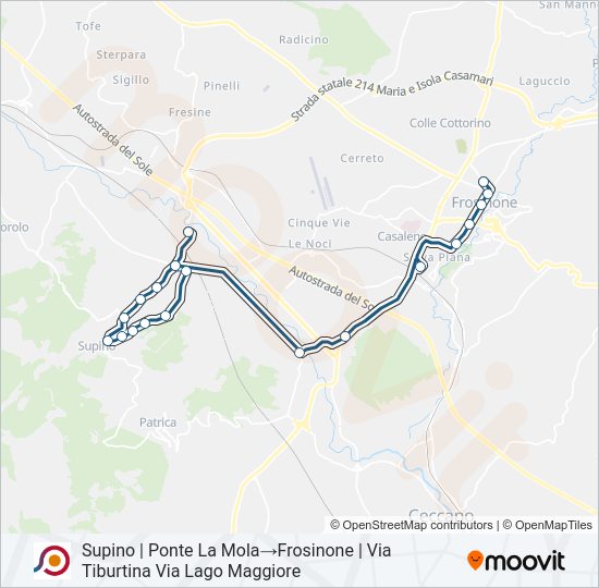 Percorso linea bus COTRAL